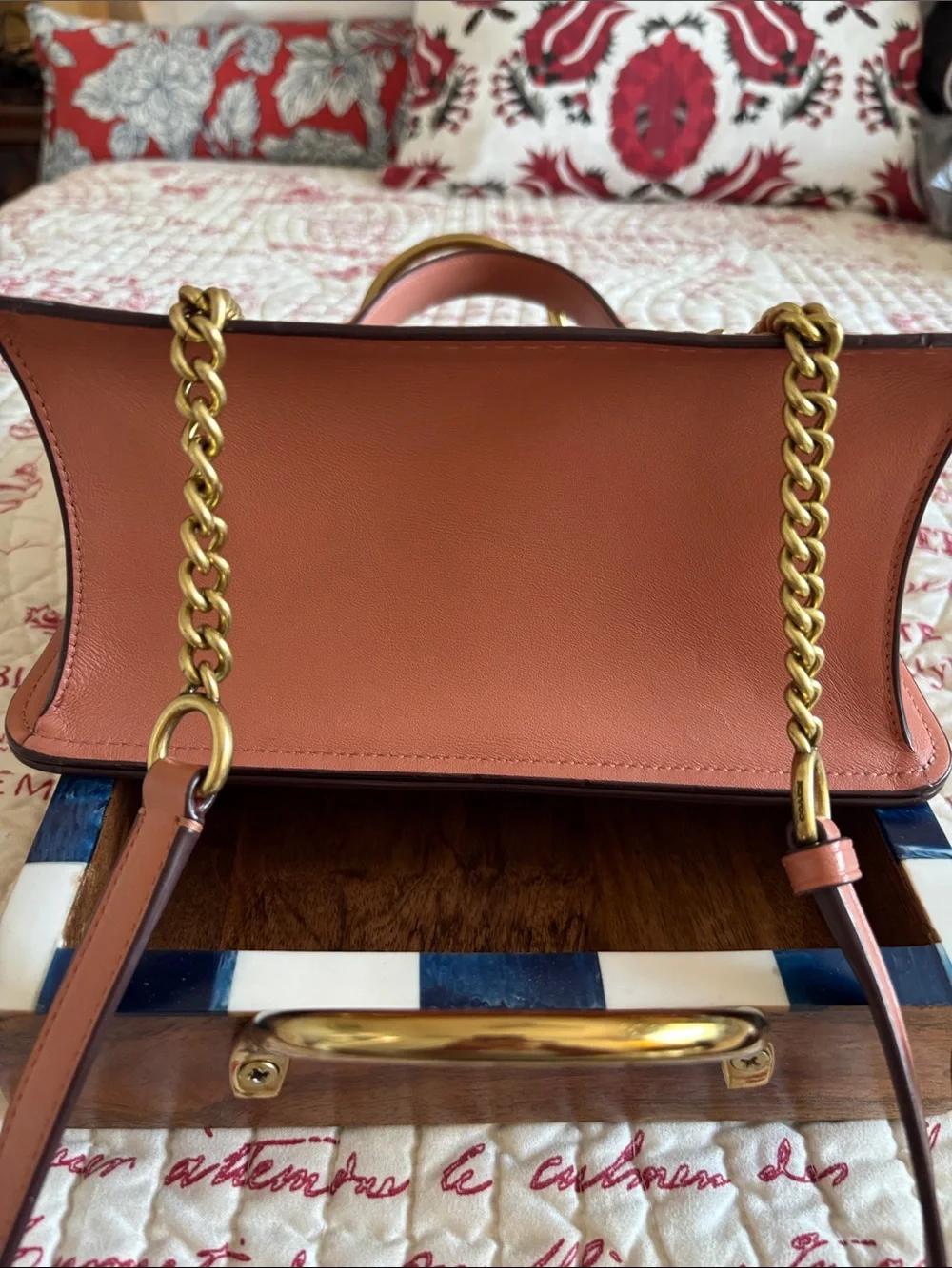 Coach Leather Top-Handle Satchel with Butterfly- Dusty Rose/Burgundy Accents - Picture 6 of 16